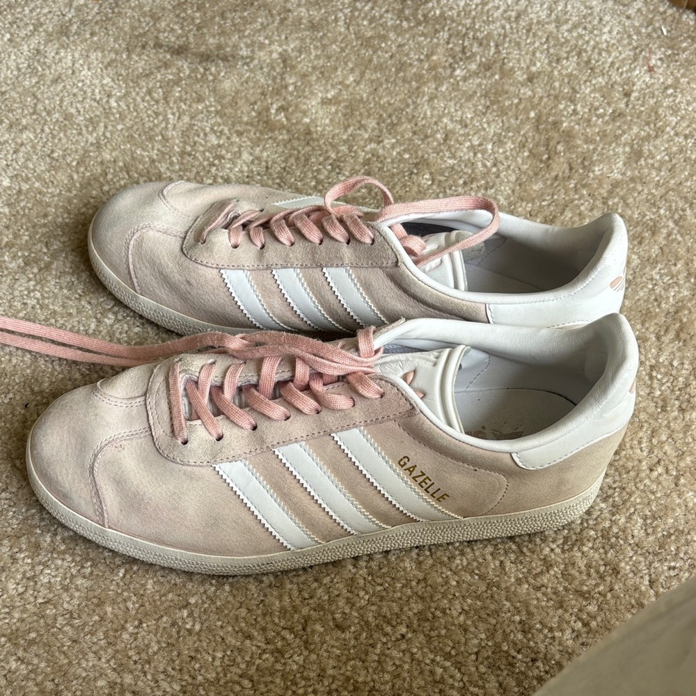 adidas Gazelle Women’s Light Pink Suede Sneakers with White Stripes
